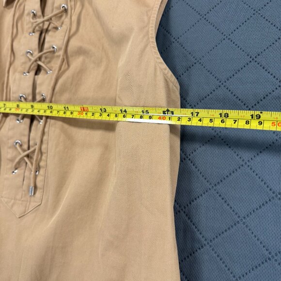 Ralph Lauren Sleeveless Lace-Up Cotton Blend Khaki Dress Size XS - Picture 6 of 7